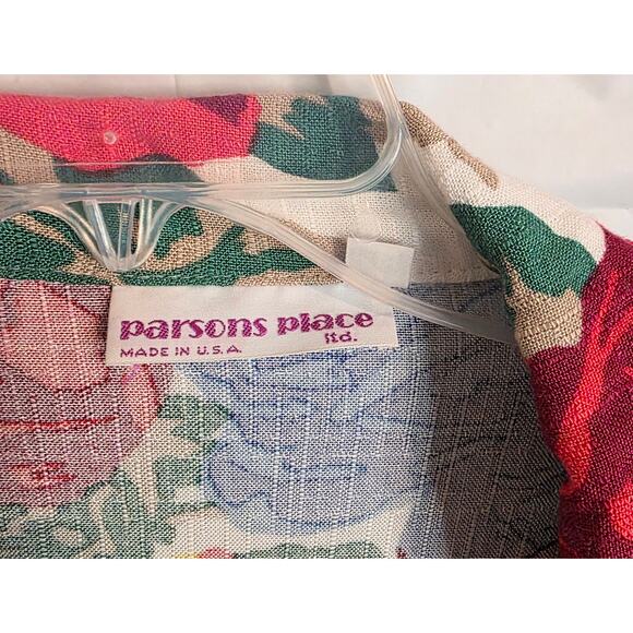 Vtg Parsons Place Floral Blazer Jacket Padded Shoulders Women's 17/18 USA Made - Picture 2 of 7